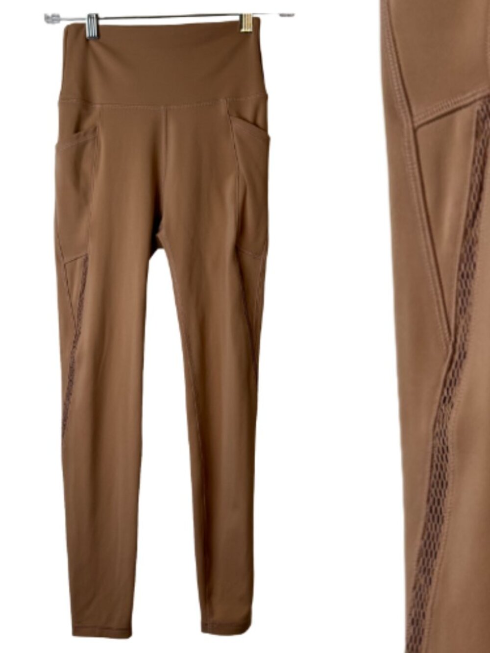 X by Gottex Cropped Leggings Tan with Lace Trim Size XS